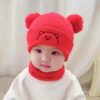 0–36 Months Little Bear Baby Cap Red With Scarf