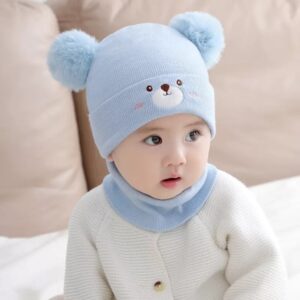 0–36 Months New Bear Hat Blue with Scarf