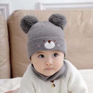 0–36 Months Infant Gray Bear Design with Scarf